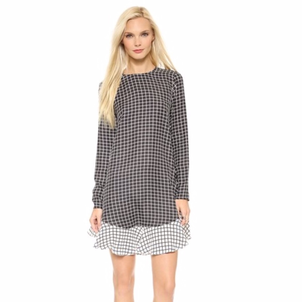 Rachel Zoe Grey 'Anika' Grid Print Silk Tunic Dress 2